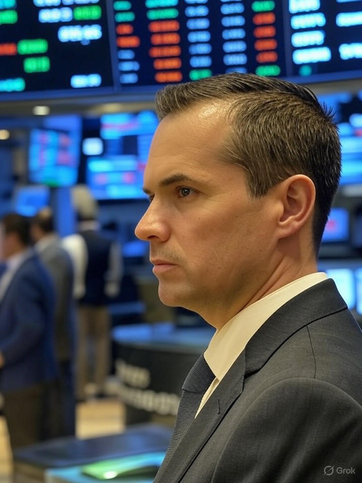 Ultra-realistic 8K image of financial agents monitoring stock tickers in a Wall Street trading floor, executing trades based on real-time data analysis.