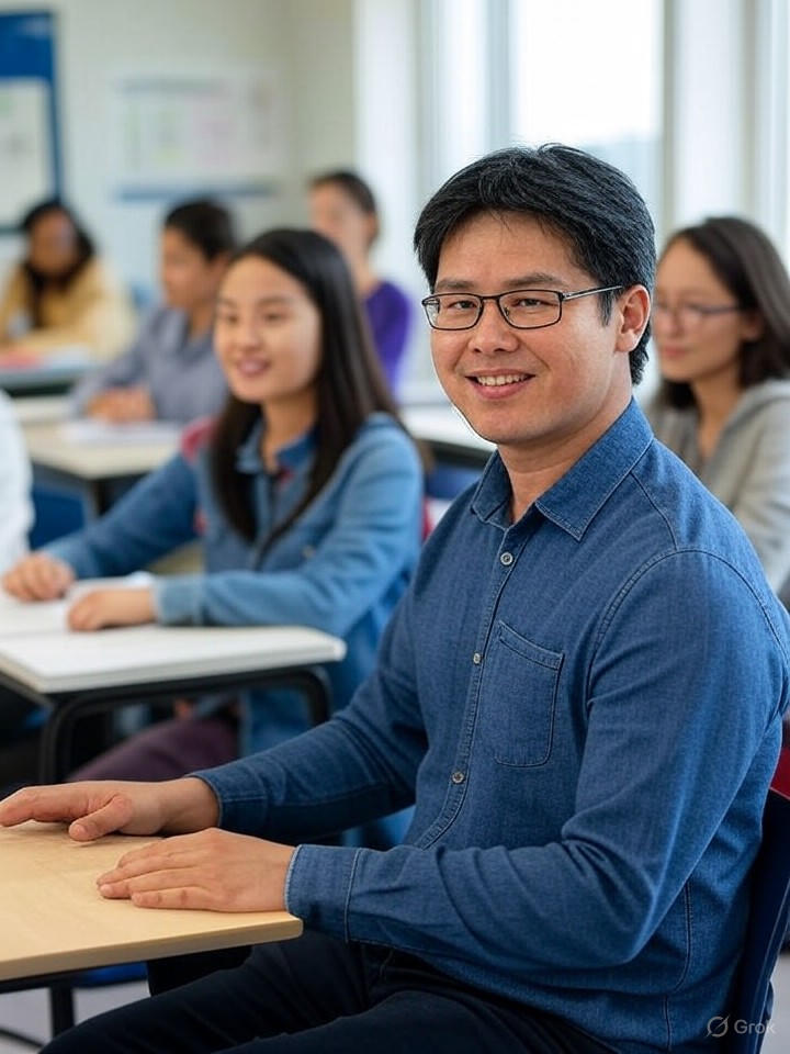 Ultra-realistic 8K image of educational AI tutors interacting with students in a virtual classroom, adapting lesson plans dynamically.
