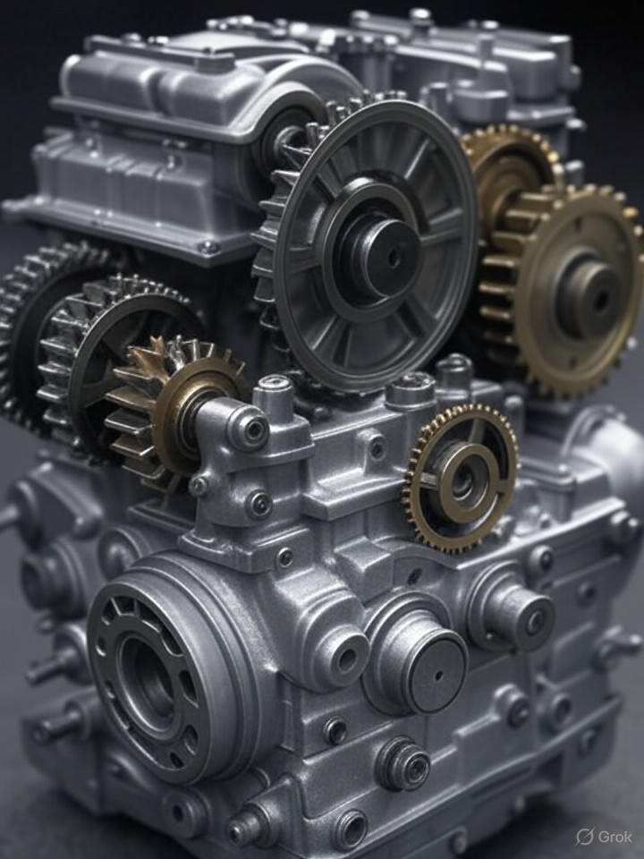 Ultra-realistic 8K image of Agentic AI tools visualized as interconnected protocol gears in a mechanical engine, symbolizing seamless system integration.