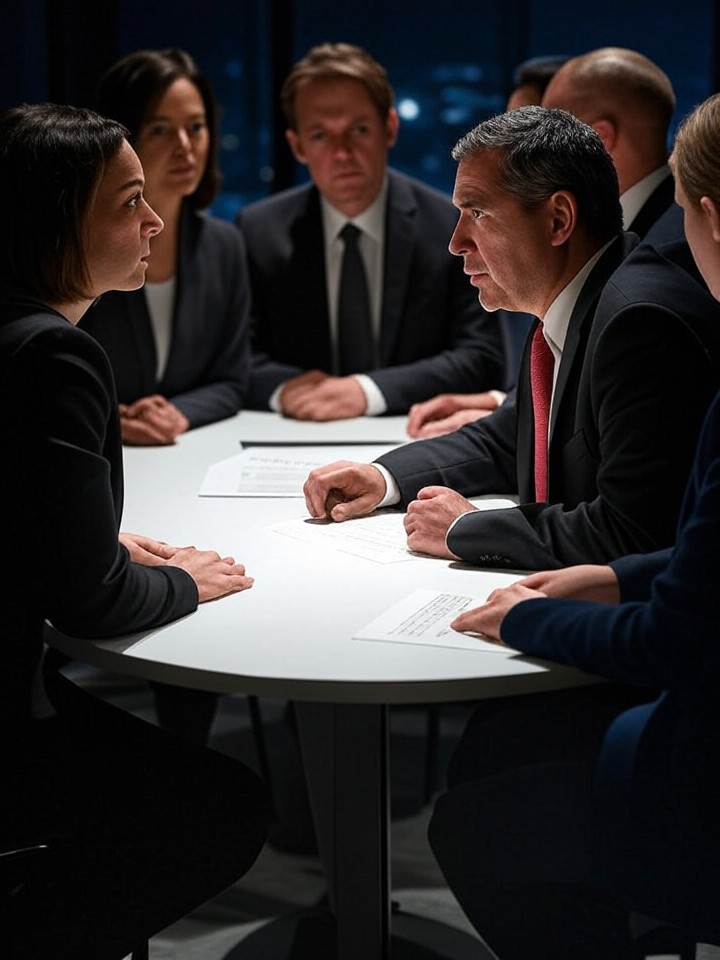 Ultra-realistic 8K scene of Constitutional AI training process, AI agents debating ethical principles around a virtual table, documents floating with principles like 'harmlessness'.